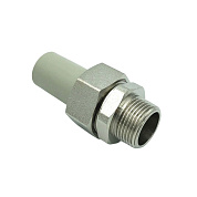 Муфта комбинированная разъемная 25 х 3/4" (НР) ПП (PP-R100) серая HEISSKRAFT